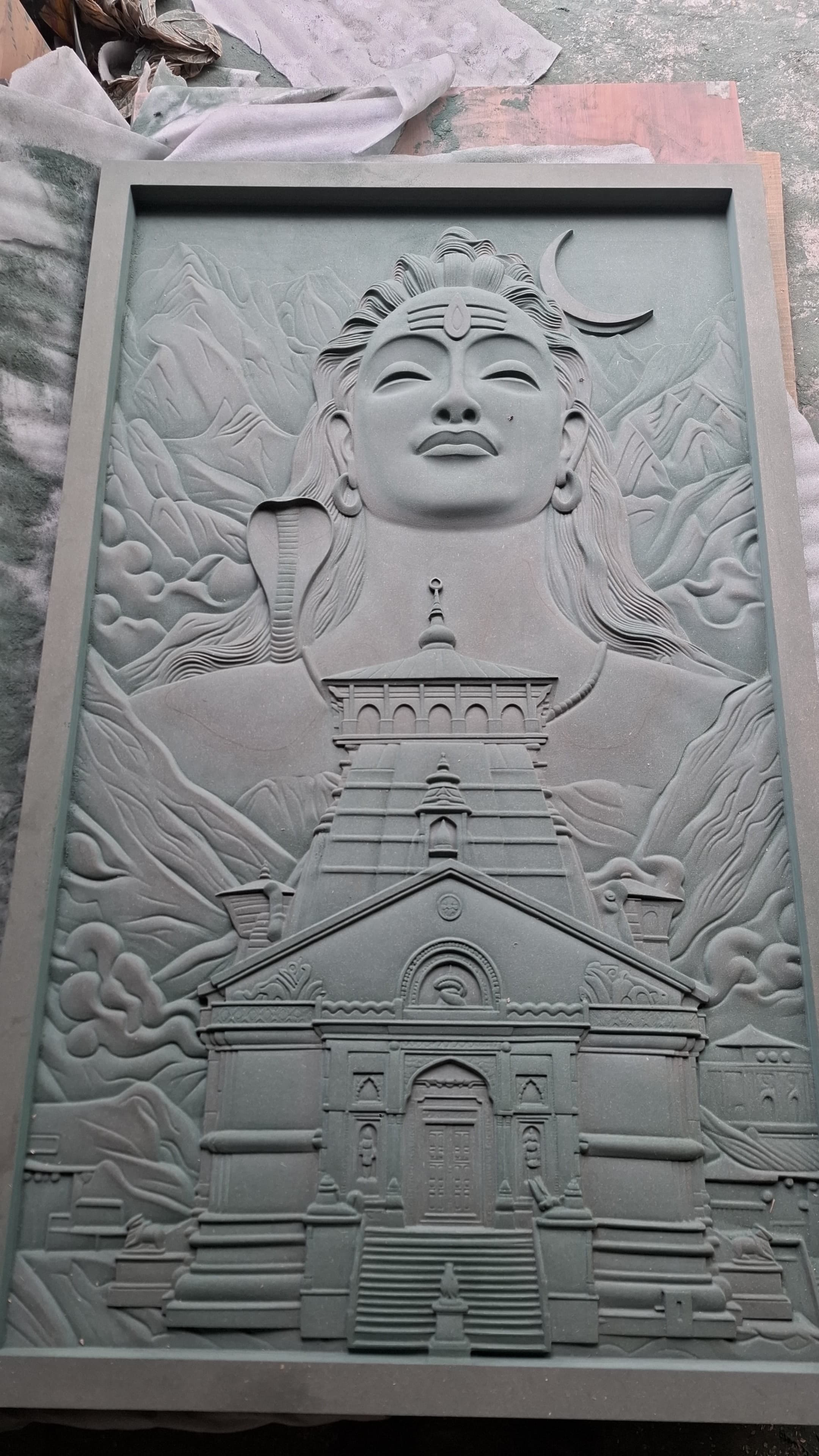 Bholenath with Kedarnath Temple – Premium 3D CNC Carved Wall Art