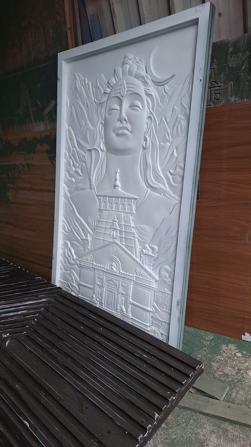 Bholenath with Kedarnath Temple – Premium 3D CNC Carved Wall Art
