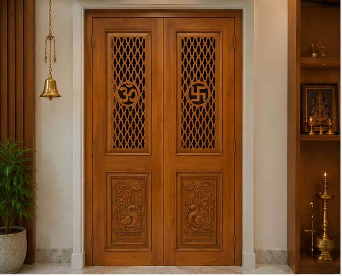 Teak Wood Mandir Door - TK001