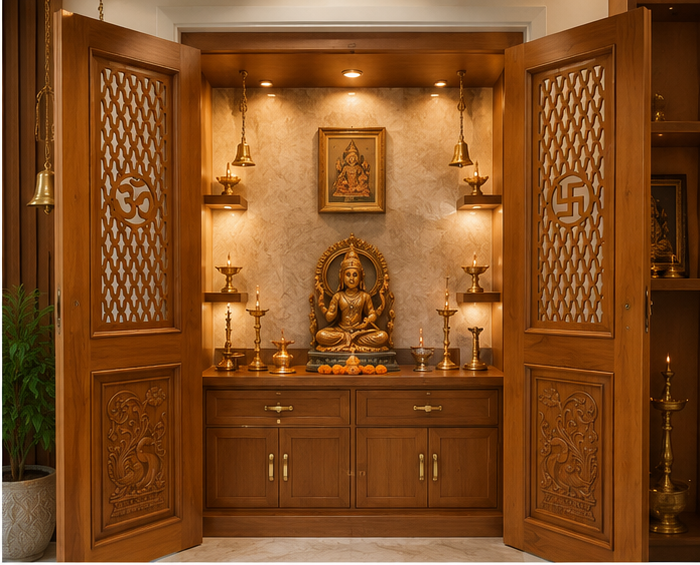 Teak Wood Mandir Door - TK001